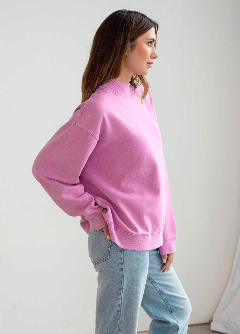 Pink Mock-Neck Sweatshirt