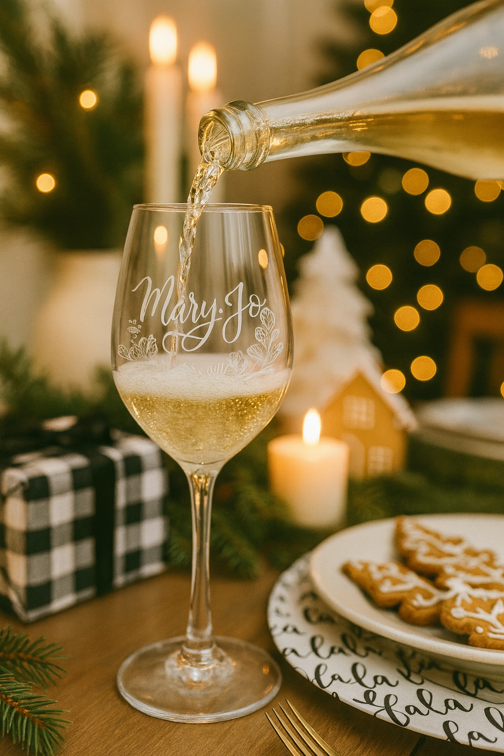 Hand Engraved Wine Glass - stem + stemless