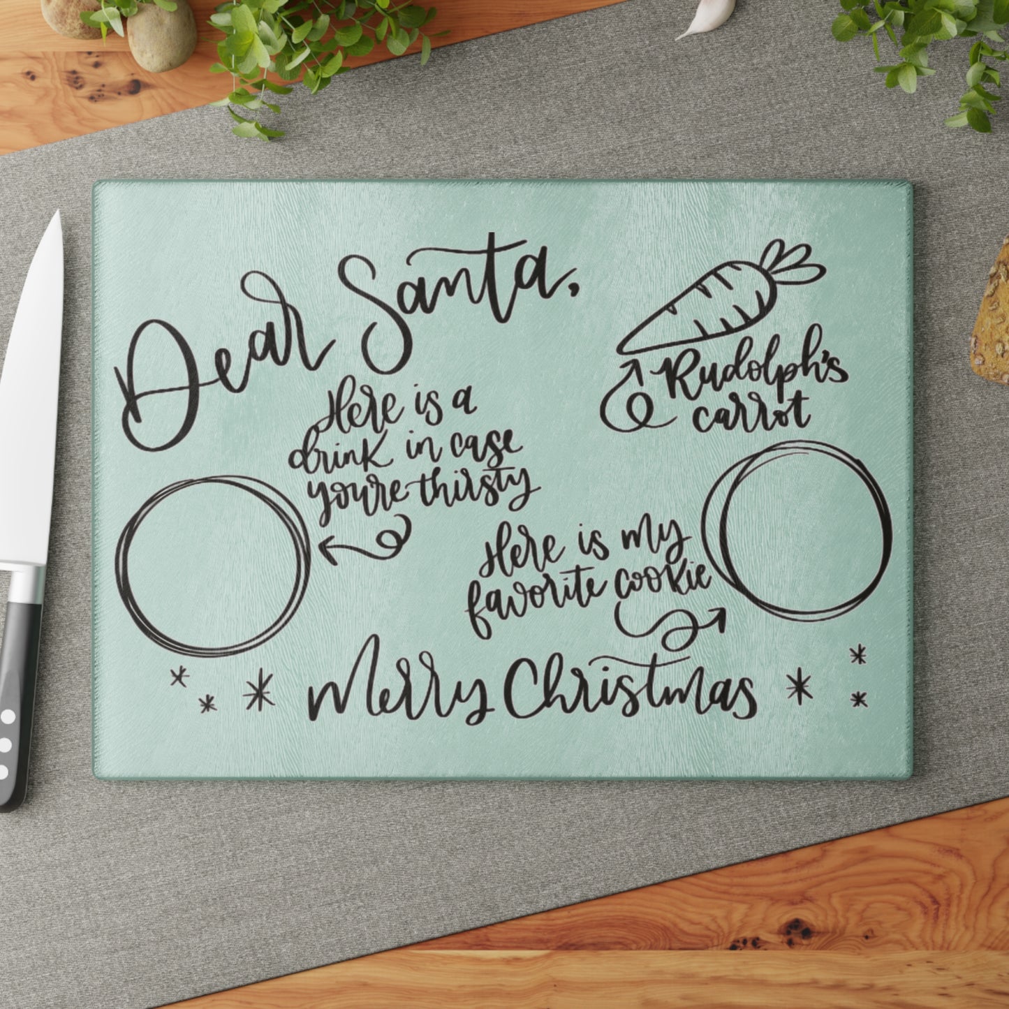 Holiday Collection - Santa Glass Cutting Board