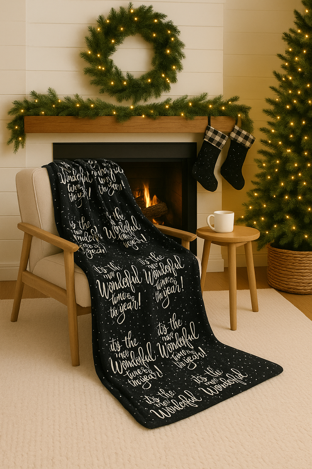 Holiday Collection - Sherpa Blanket Wonderful Time